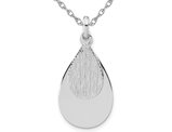 Sterling Silver Textured Teardrop Necklace Pendant with Chain